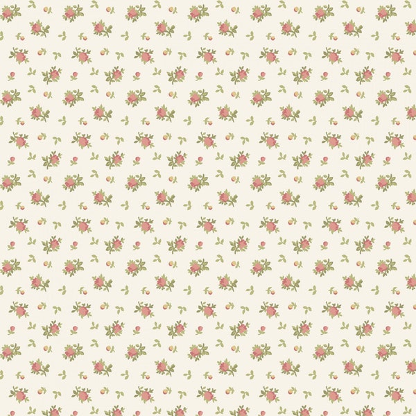 Beautiful, Tiny Pink Rosebuds, Allover, Tiny Floral Fabric, First Blush, Marcus Fabrics, R210658D-CREAM, By the Yard