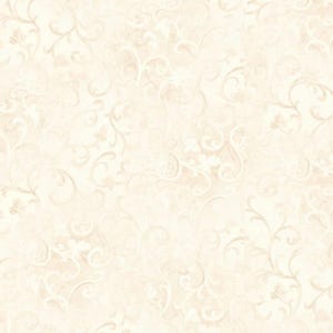 May include: A seamless pattern with a delicate, off-white background and a subtle, light brown floral design. The pattern features intricate swirls and vines, creating a classic and elegant look.