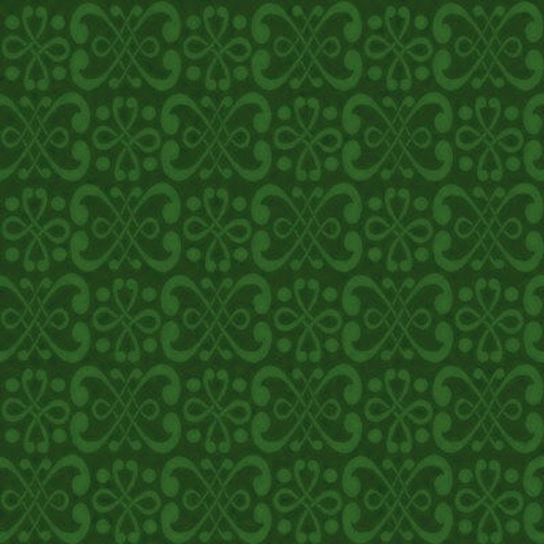 Kerstgroen, klein, damastontwerp, all-over, accentstof, blanco quilten, Dogwood Lane Collection, 8466-066, op maat gesneden