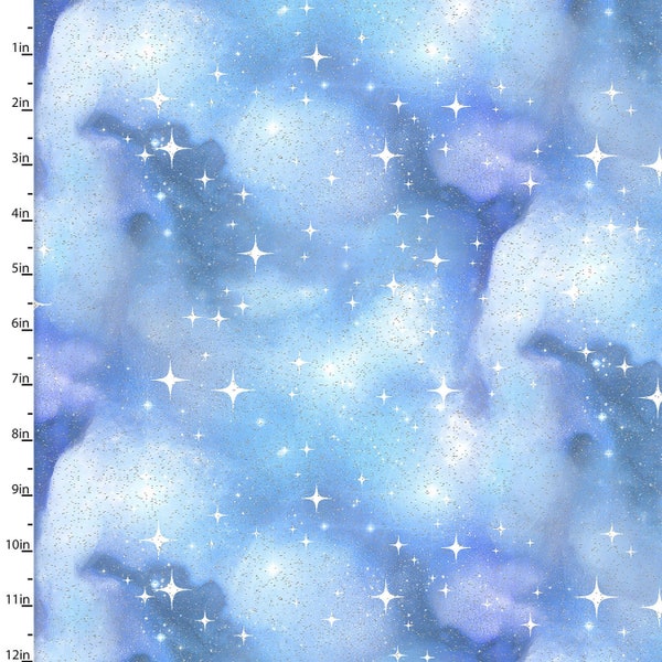 Eob Remnant, 28 inches, Magical Galaxy, Aqua Clouds, Purple, Sparkling White Stars, Shiny Glittering Specks, 3 Wishes, 17169-BLU-CTN-D