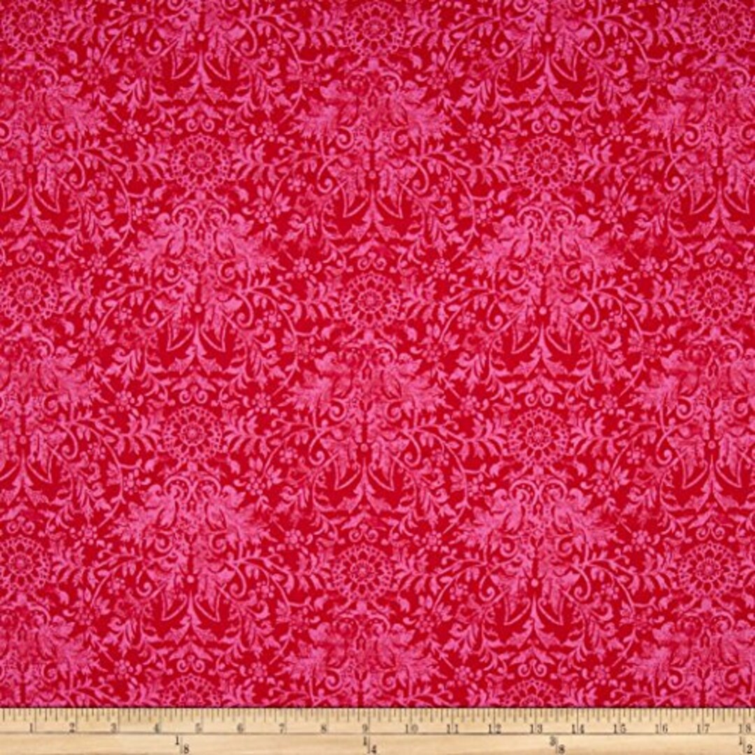 Beautiful, Hot Pink, Damask Fabric, Glamour, Benartex, 02268, by the