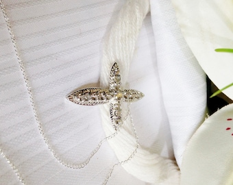 Sparkling White Topaz Cross Pendant and Chain, 925 Sterling Silver