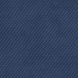 May include: A close-up of a navy blue fabric featuring a repeating diagonal pattern of small, light blue dashes. The texture appears woven, creating a subtle visual depth and a sense of structure.