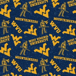 eob remnant, 29 inches, West Virginia University, WVU, Mountaineers, University, Licensed Fabric, NCAA, Sykel, WVU-1178, 100% Cotton