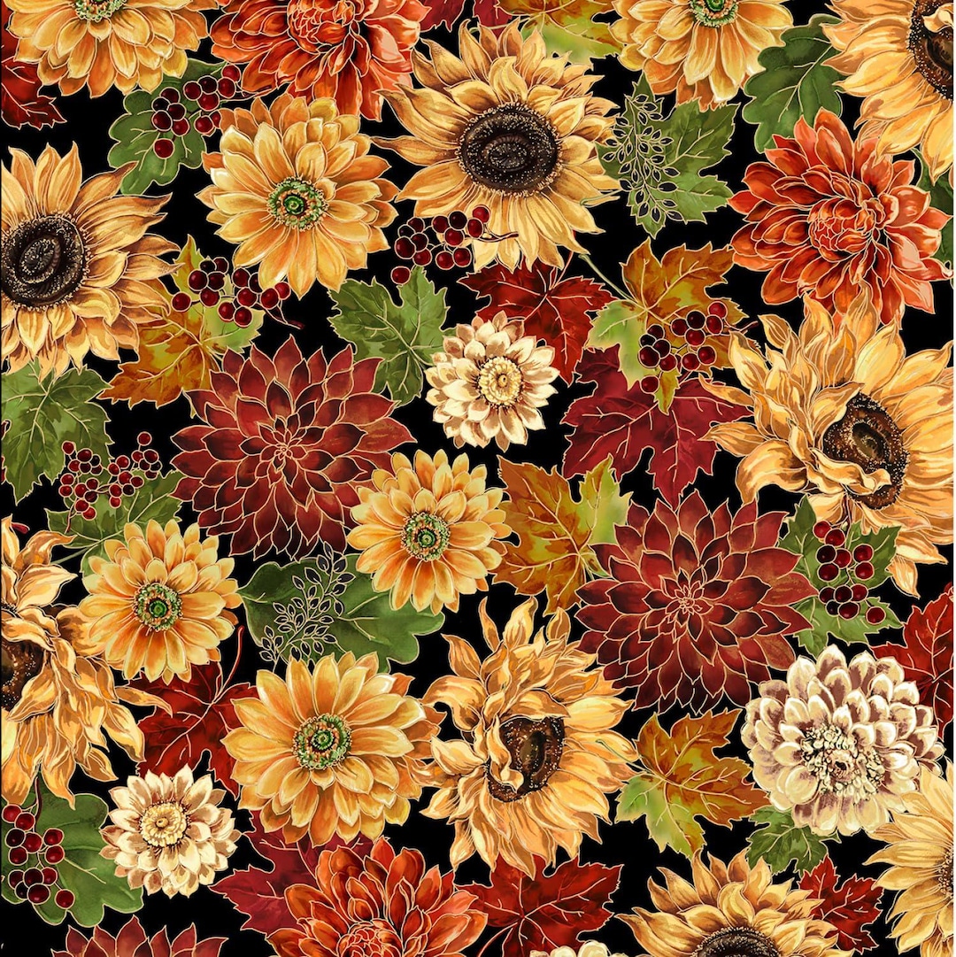 Gorgeous, Vibrant Fall Colors, Floral Fabric, Chrysanthemums ...