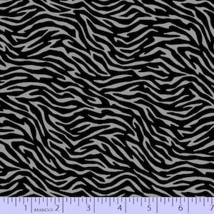 Silver Metallic Zebra Swirl, Black, 9699-0712, High Contrast, Marcus Brothers (By YARD)~