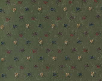 Kansas Troubles, Maple Hill, Small, Colorful Floral, Allover, Green, Moda, Fabric, 9684-15, By the Yard