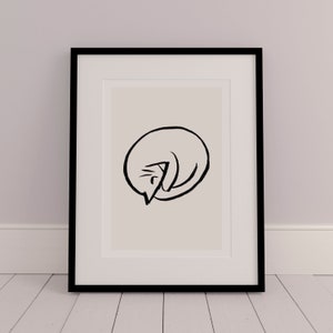 Sleeping Cat, Art Print, Mid Century Modern, Wall Art, Mid Century, Minimalist Print, Lucy Begent