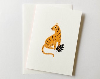 Tiger Greetings Card,  Birthday Card, Thank you Card, Kids Card, Mid Century, Lucy Begent