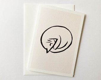 Sleeping Cat Greetings Card, Birthday Card, Thank you Card, Cat Card, Mid Century, Lucy Begent