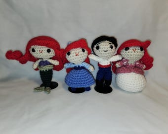 Crochet Ariel trio and Prince Eric set