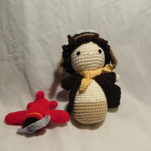 Crochet Amelia Earhart Doll with Airplane