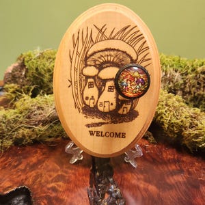 Fairy Door-5X7 Wooden Fairy Door With Vibrant Mushroom Accent Knob