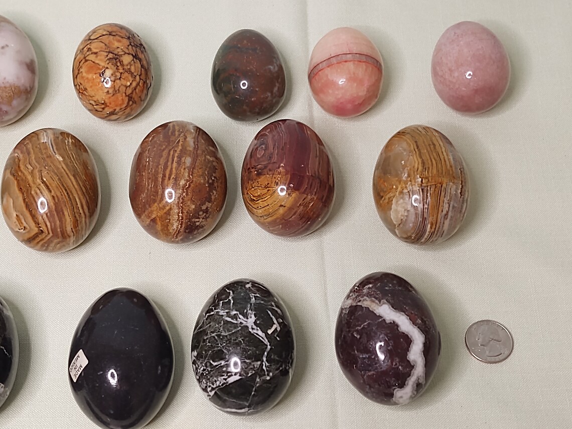Polished Stone Eggs14 Count Various Types and Sizes Etsy