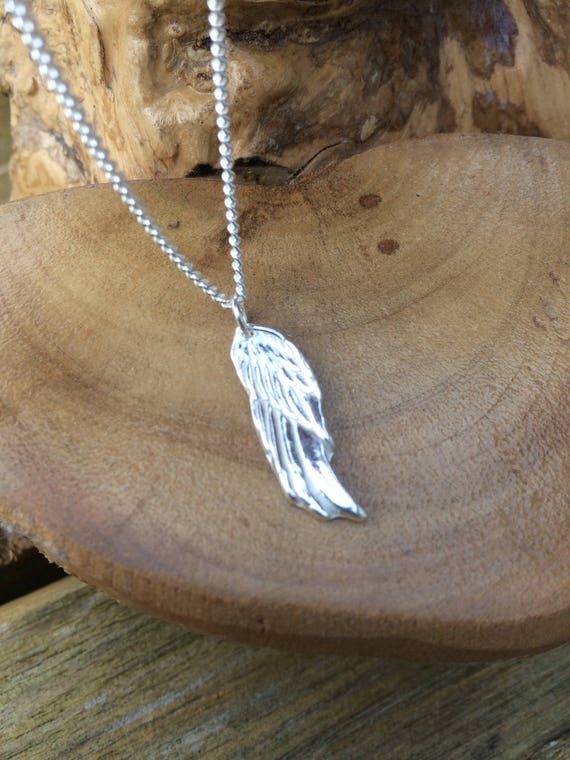 Personalised angels wing solid silver dainty pendant necklace | Etsy