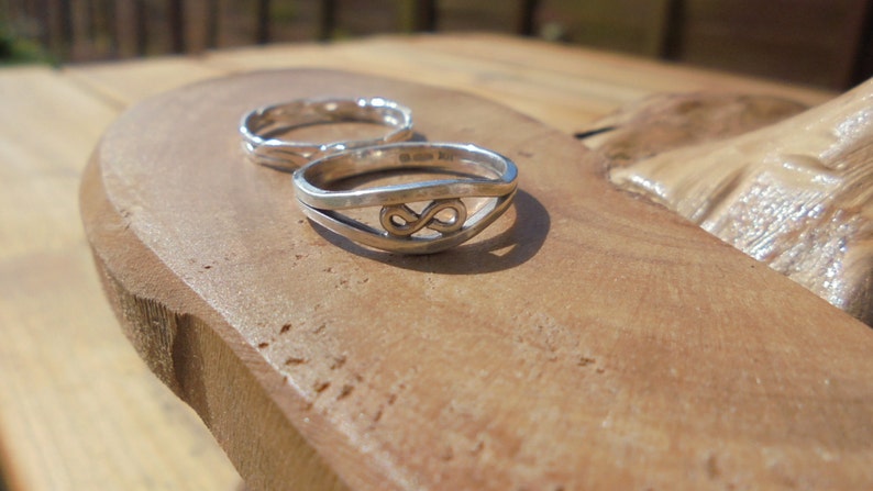 Custom order solid sterling silver infinity duo rings made to order designed /& handmade in UK