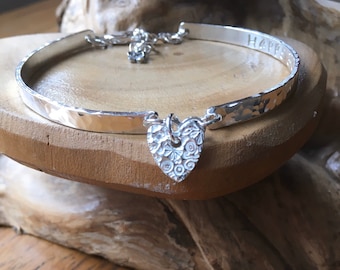 Personalised Sterling silver bracelet, fully hallmarked with choice of fine silver charm
