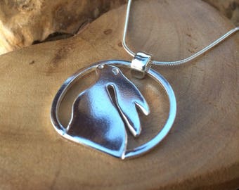 Moon gazing Hare, Personalised and in solid sterling silver, hand made UK