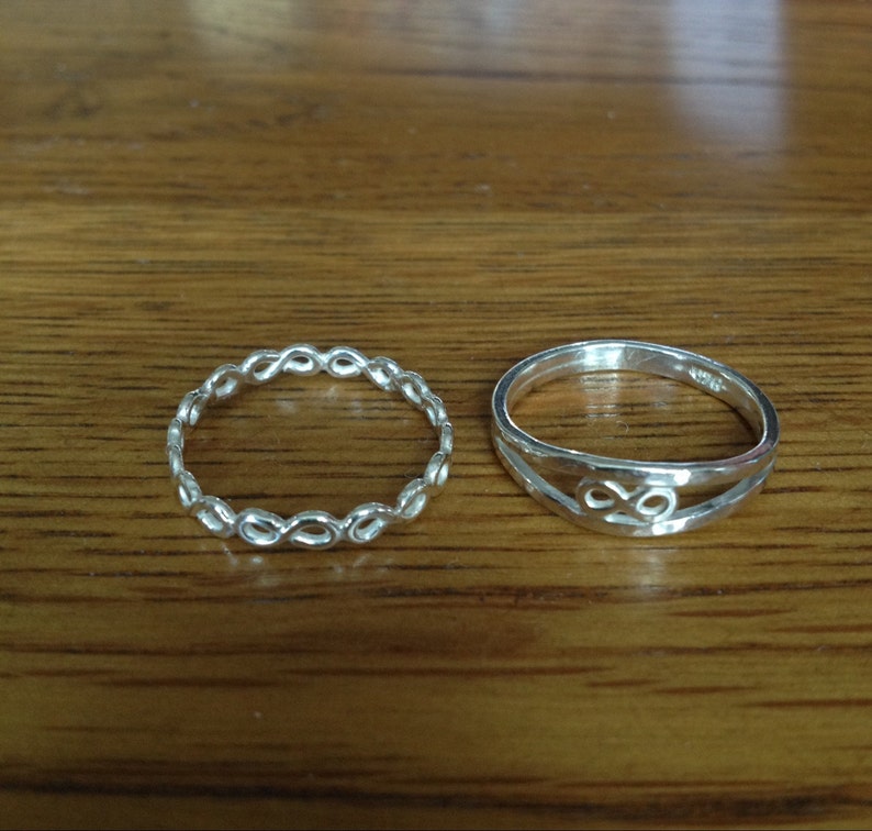 Custom order solid sterling silver infinity duo rings made to order designed /& handmade in UK