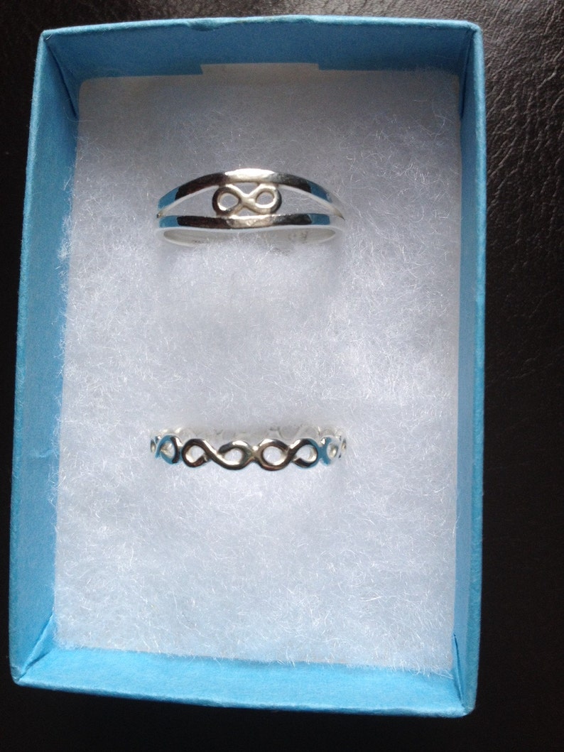 Custom order solid sterling silver infinity duo rings made to order designed /& handmade in UK
