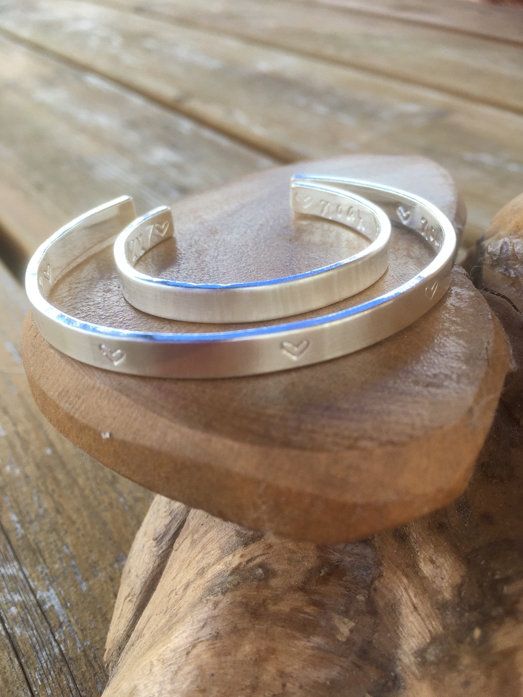 Mum and baby 2 x matching Personalised Sterling silver bangles