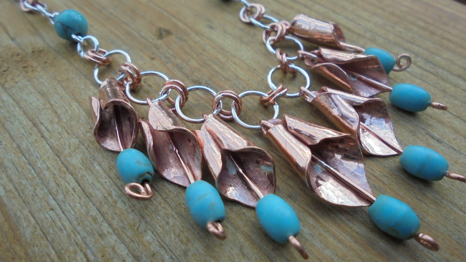 CUSTOM ORDER hand designed copper necklace arum lilies 7th