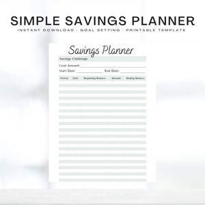 Simple Savings Tracker, Savings Template Printable, Savings Challenge Template, Savings Goal ...