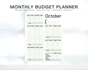 Druckbarer monatlicher Budgetplaner: Haushaltsvorlage für Anfänger (PDF-Download)
