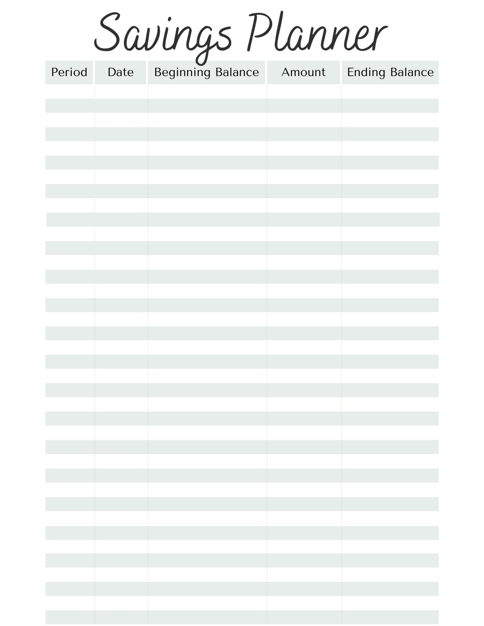 Simple Savings Tracker, Savings Template Printable, Savings Challenge Template, Savings Goal ...