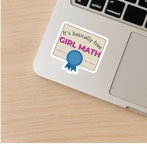 Girl Math Funny Relatable | Waterproof Vinyl Holographic Sticker – Durable Die-Cut Sticker for Water Bottles, Laptops, Journals & More