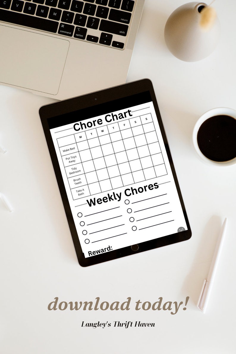 Kid's Chore Chart Simple Simplistic Rewards Minimalist Minimalistic ...