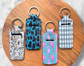 Sublimated Chapstick Holder Keychain – Lip Balm Pouch Key Ring | Cute Printed Keychain Gift for Women & Teens