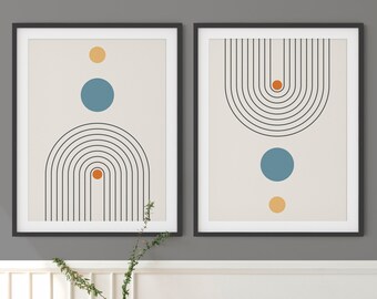 Mid Century Modern Art, Geometric Wall Art, Boho Wall Decor, Minimalist Wall Art, Printable Wall Art, Modern Wall Art, Rainbow Wall Art