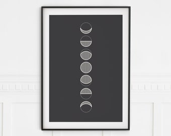 Moon Phase, Mid Century Modern Art, Geometric Wall Art, Boho Wall Decor, Minimalist Wall Art, Printable Wall Art, Modern Art, Moon Print