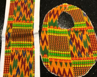 Infant 100% Cotton Blanket/Bib Set, Newborn Gift, Infant Cotton Kente Blanket Set, Infant Cotton Swaddle Blanket, Baby Shower Gift