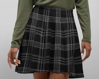 Zwarte Geruite - Gothic Flare Rok