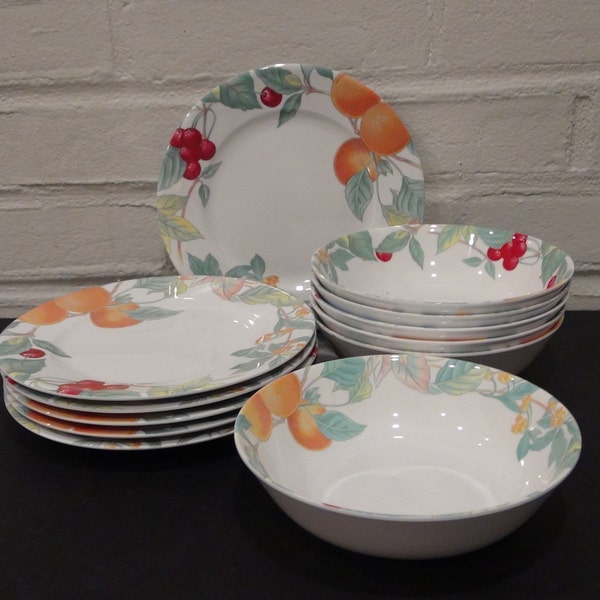 Set of 12 Melamine Plates and Bowls / Vanda Plates and Bowls