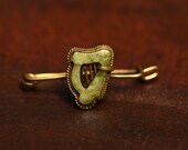 Irish Harp Pin, Carved Connemara Marble, Unusual Antique, Celtic Gift, Shawl Pin, Cravat Pin, Victorian Lyre, Hat Pin