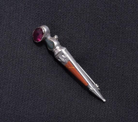Scottish Dirk Kilt Pin, Scottish Brooch, Sterling
