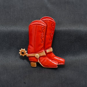 Cowgirl Boots Brooch, Cowboy Boots, Boots With Spurs, Enamelled Boots Pin, Vintage Western Brooch