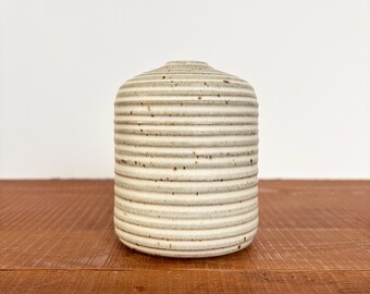 Small Ridged Bud Vase White | Handmade Pottery