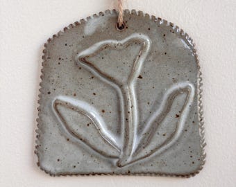 Small Rounded Flower Wall Hanging | Ceramic Tile Decor