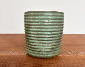 Ridged Cup Green | Handmade Pottery
