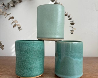 Ceramic Handmade Indented Cup Green
