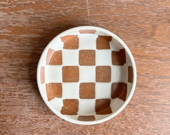 Ceramic Catchall Checkered Tray Small | Handmade Stoneware