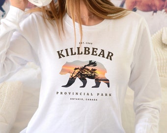 Killbear Provincial Park sunset rock crewneck long sleeve tee, Killbear park long sleeve shirt