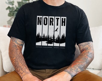 North nature wanderlust shirt, northern apparel pine tree shirt