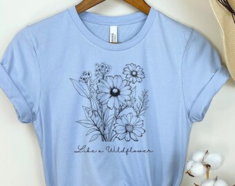 Wildflower botanical shirt, flower graphic tee, summer gardening plant t shirt
