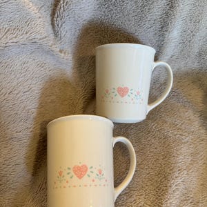 Vintage Corningware Pink Heart Kaffeetassen - Made in USA
