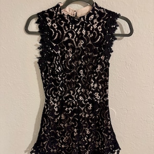 Black Lace Romper with Open Back, Party or Holiday Outfit - US Size Small (S)